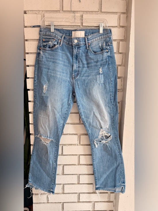 MOTHER Denim - MOTHER The Inside Crop Step Fray Size 31 Modified Distressed Raw Hem Blue
